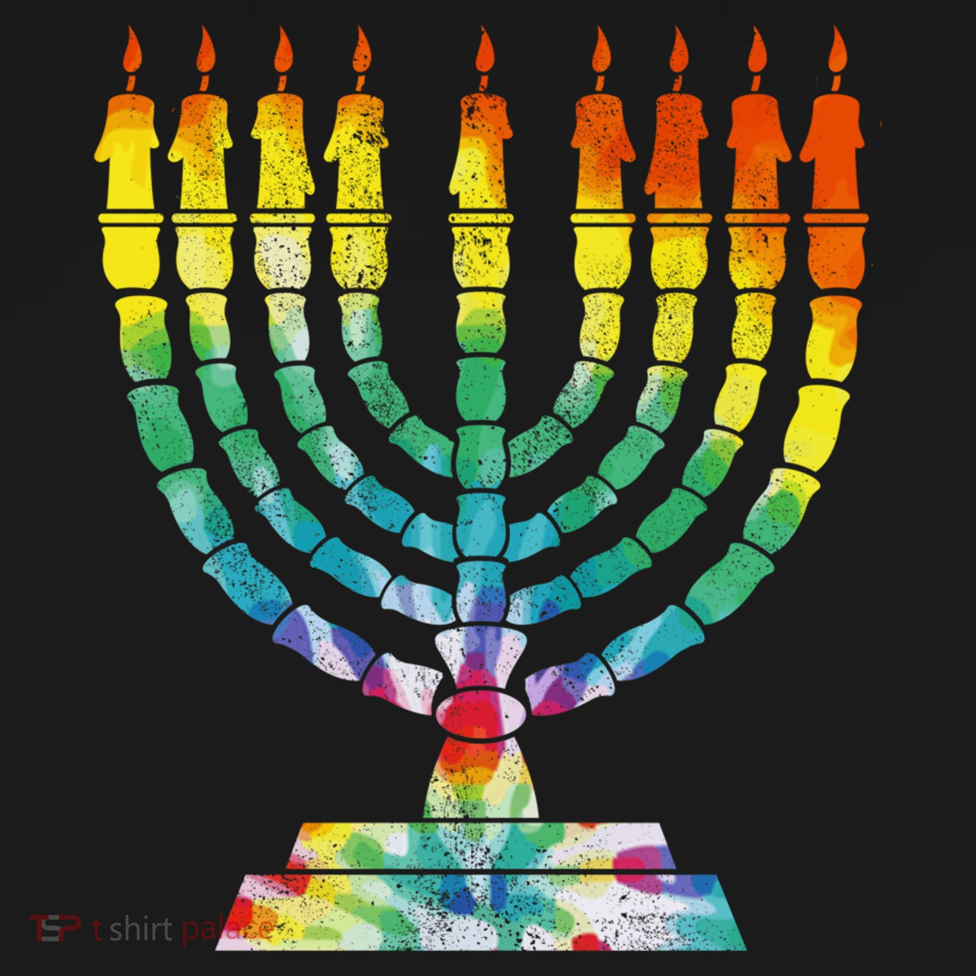 Vintage Tie Dye Hanukkah Menorah Long Sleeve T-Shirt