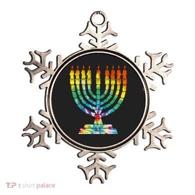 Vintage Tie Dye Hanukkah Menorah Long Sleeve Ornament
