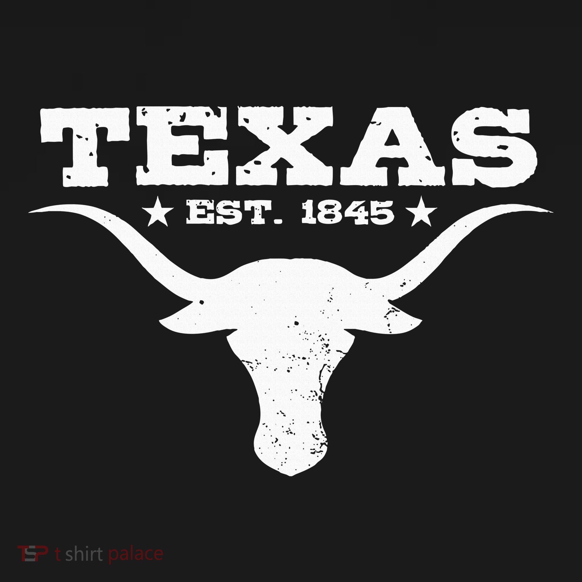 Vintage Texas Distressed Est. 1845 Longhorn Bull = T-Shirt