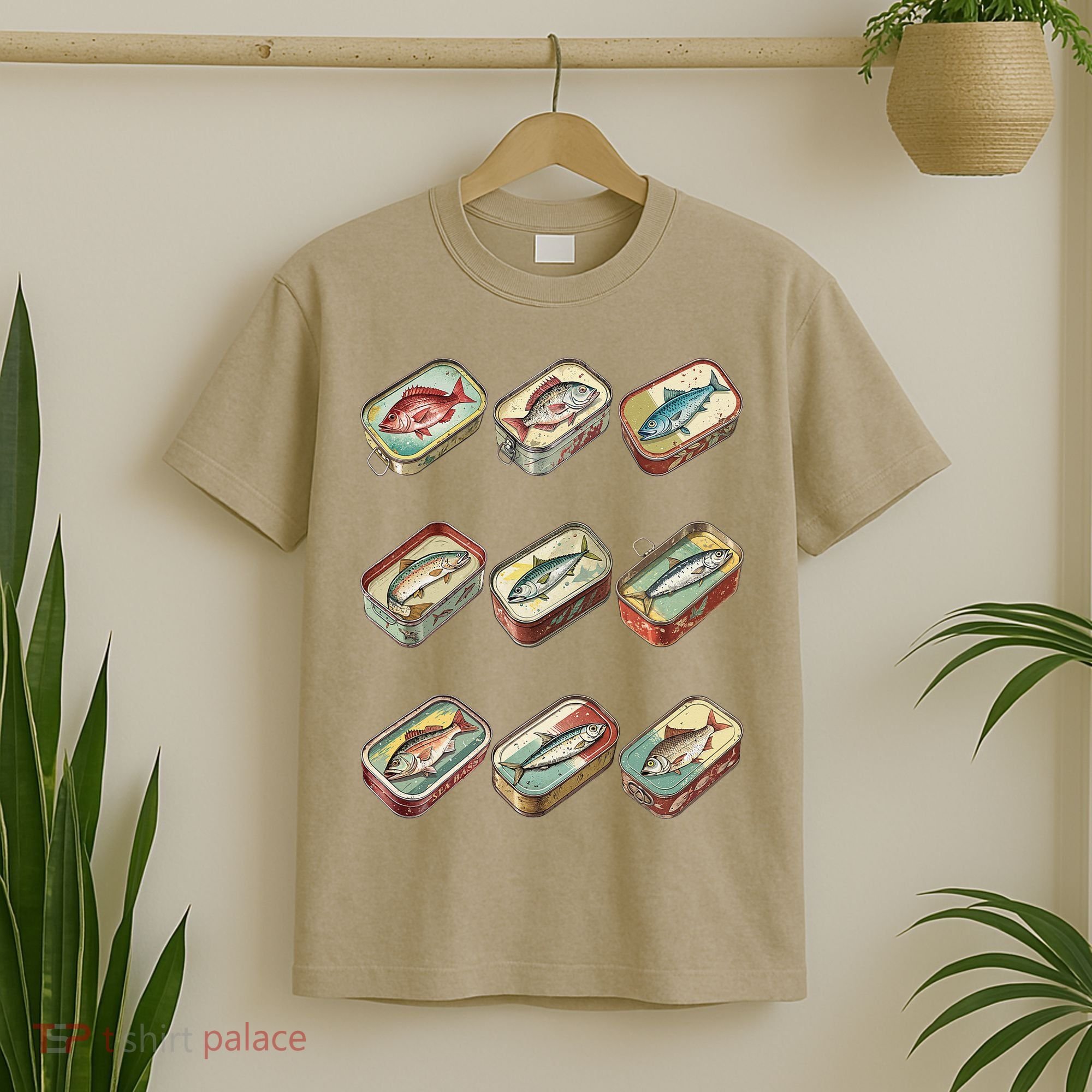 Vintage Tinned Fish Fisherman Aesthetic Lake Life Fishing T-Shirt