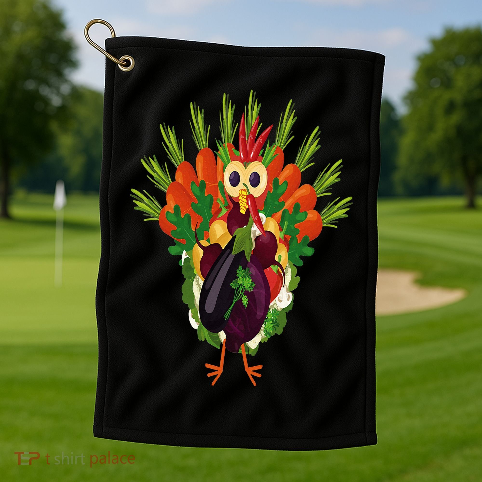 Vegan Thanksgiving Funny Vegetable Meatless Turkey Golf Towel