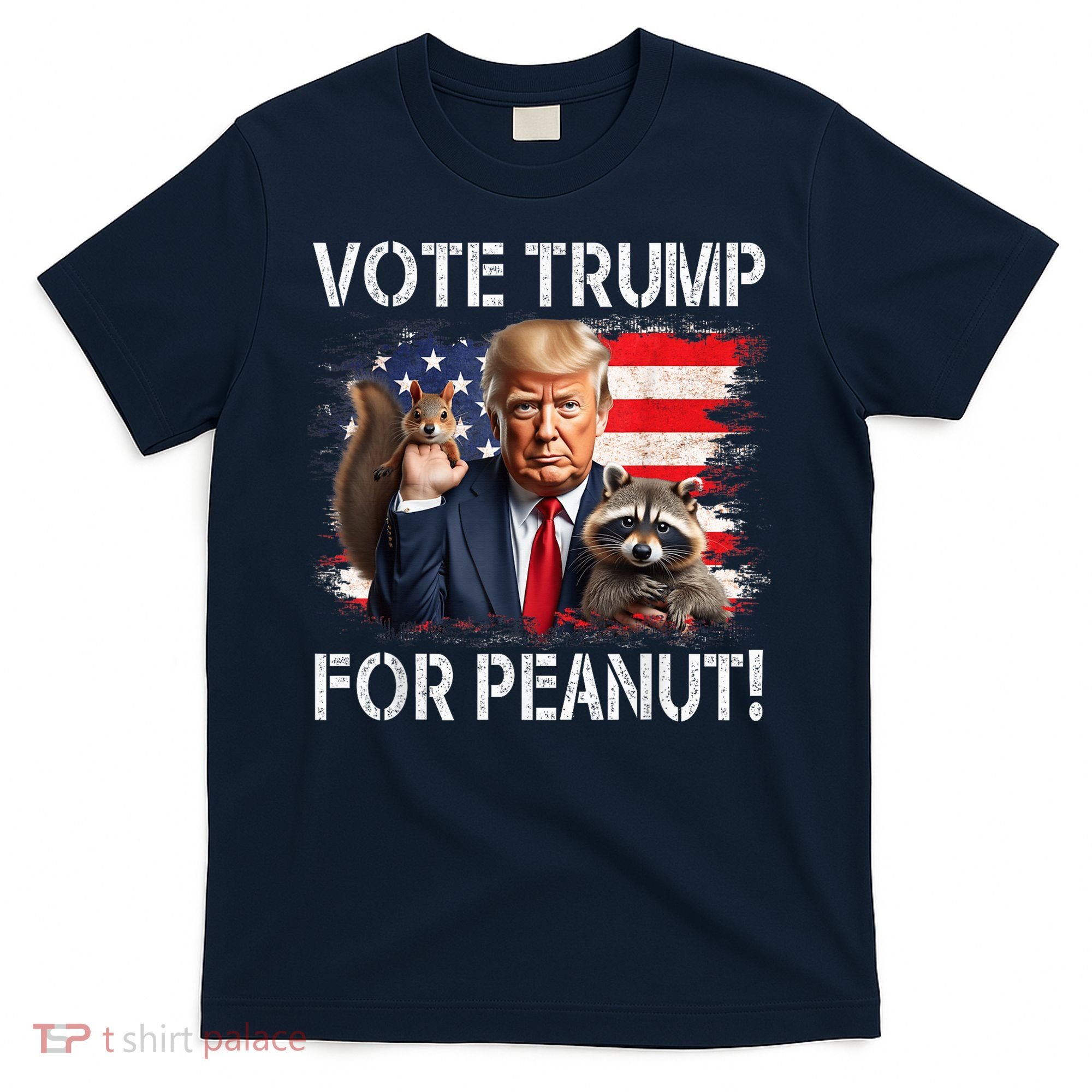 Vote Trump For Peanut The Squirrel Usa Grunged Flag T-Shirt