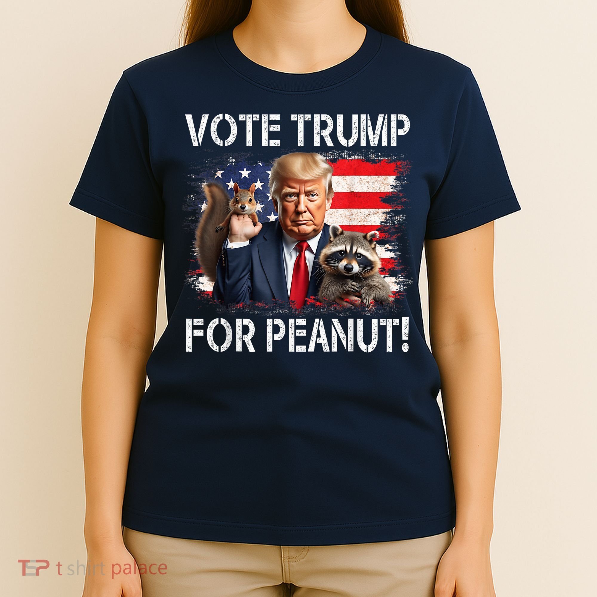 Vote Trump For Peanut The Squirrel Usa Grunged Flag T-Shirt