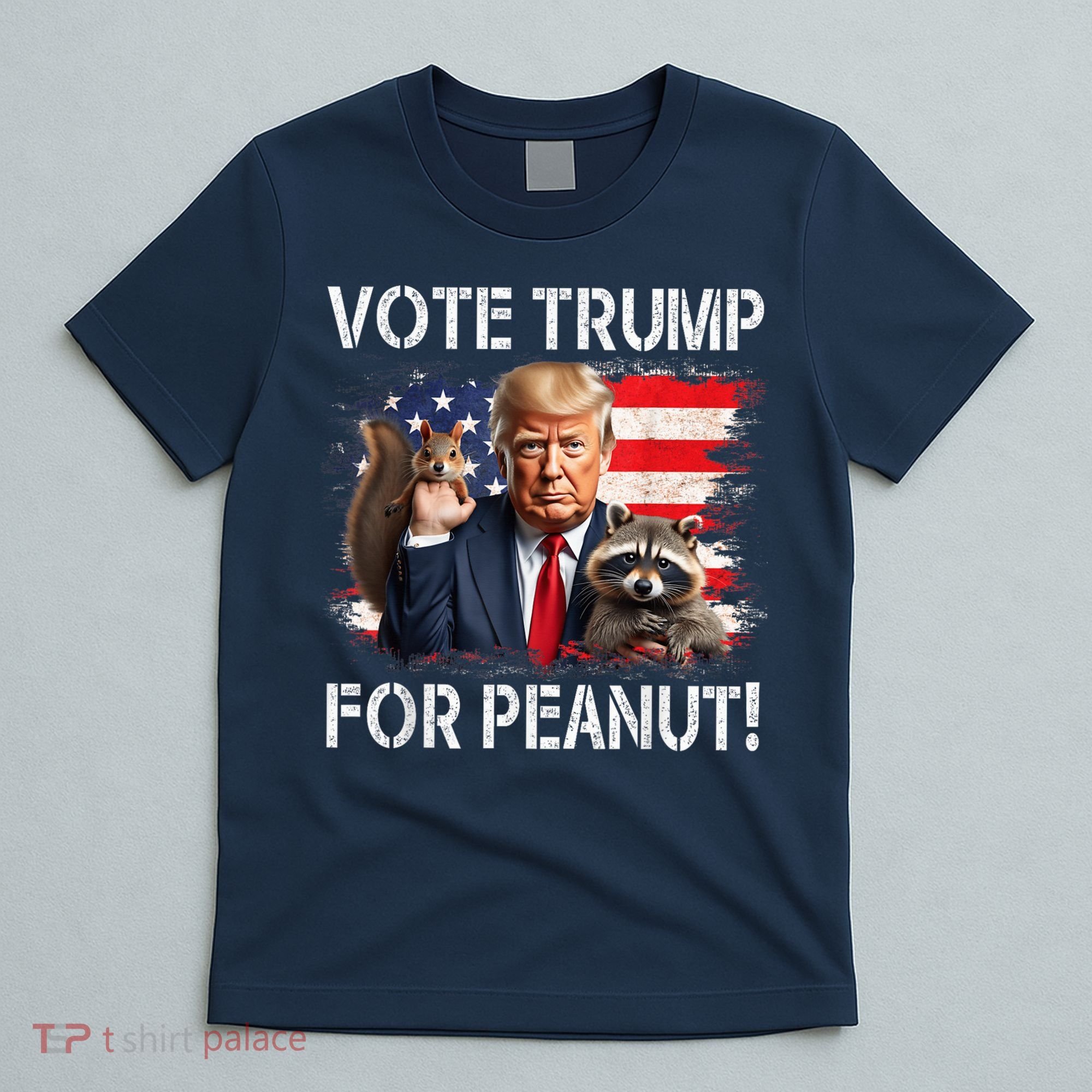 Vote Trump For Peanut The Squirrel Usa Grunged Flag T-Shirt