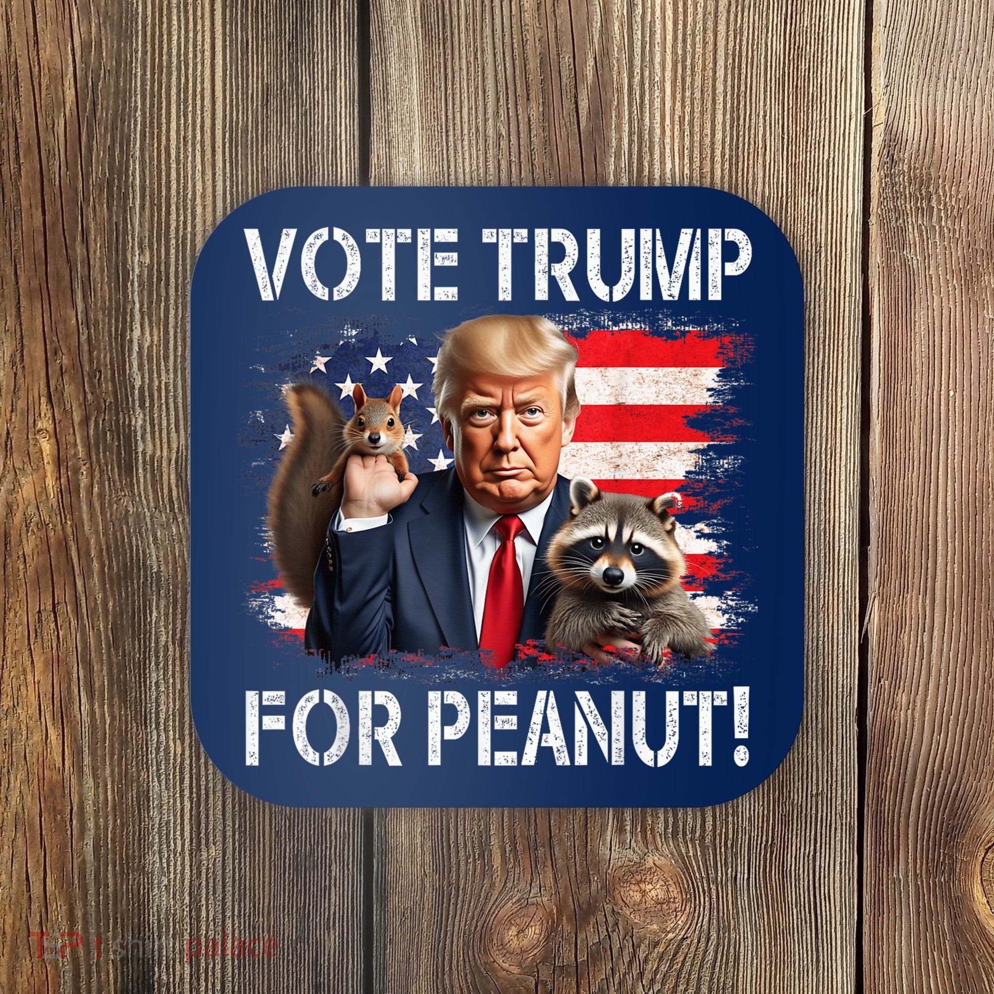 Vote Trump For Peanut The Squirrel Usa Grunged Flag Coaster