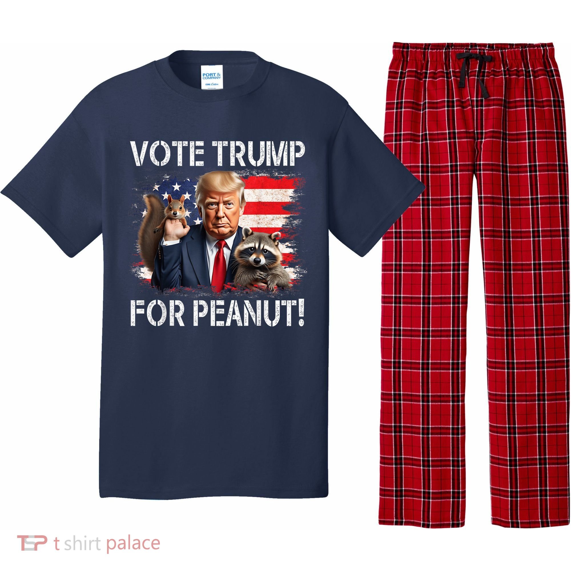 Vote Trump For Peanut The Squirrel Usa Grunged Flag Pajama Set