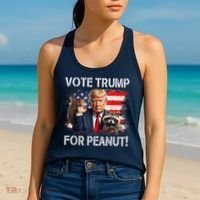 Vote Trump For Peanut The Squirrel Usa Grunged Flag Women's Tank Top thumb 2
