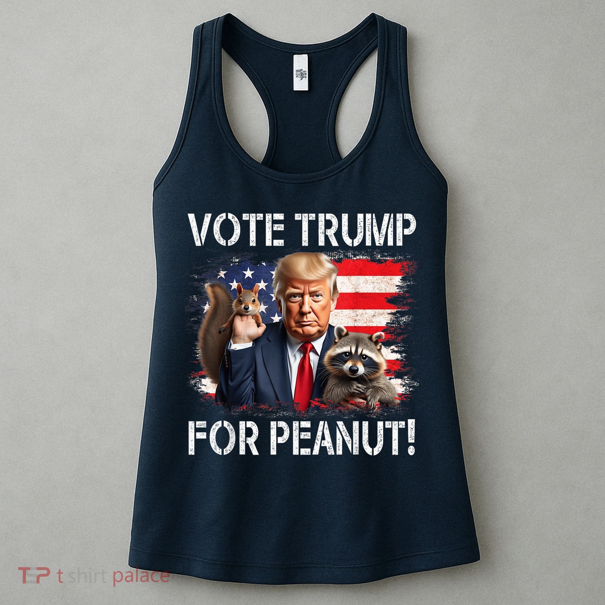 Vote Trump For Peanut The Squirrel Usa Grunged Flag Women's Tank Top