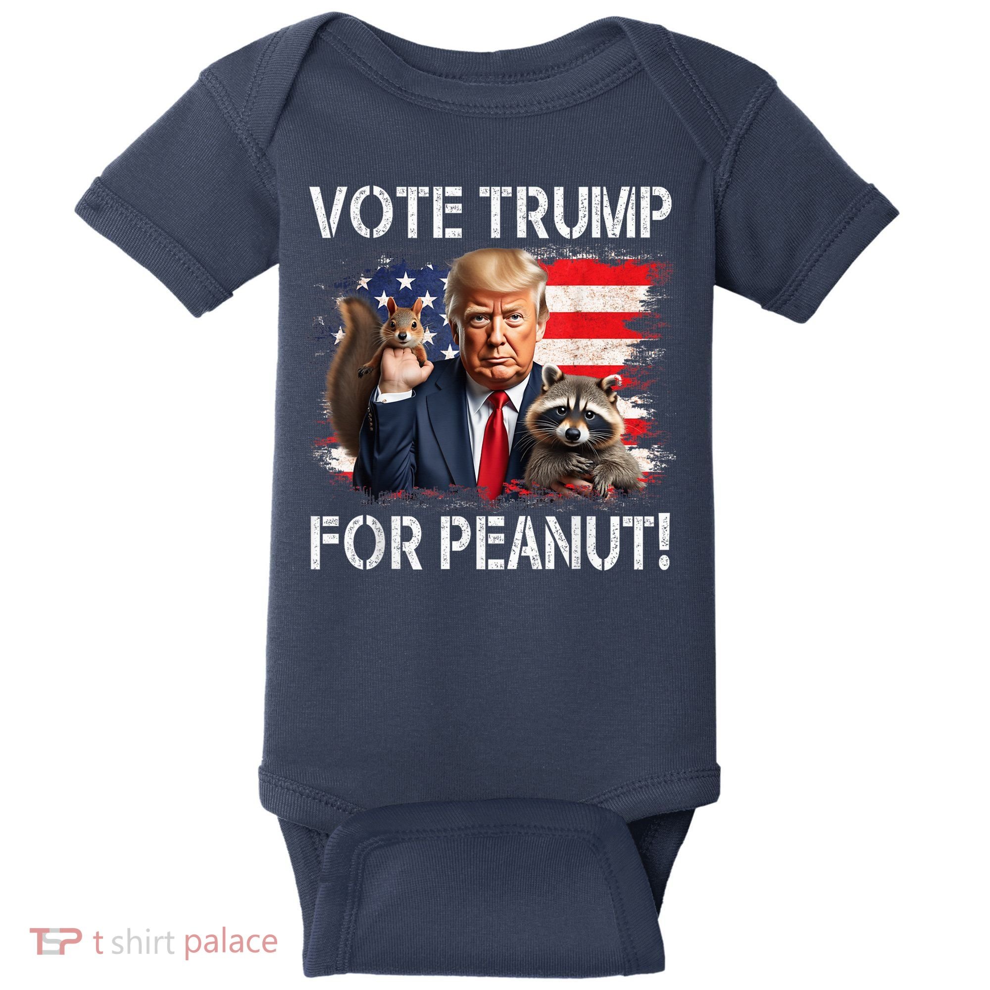 Vote Trump For Peanut The Squirrel Usa Grunged Flag Baby Bodysuit
