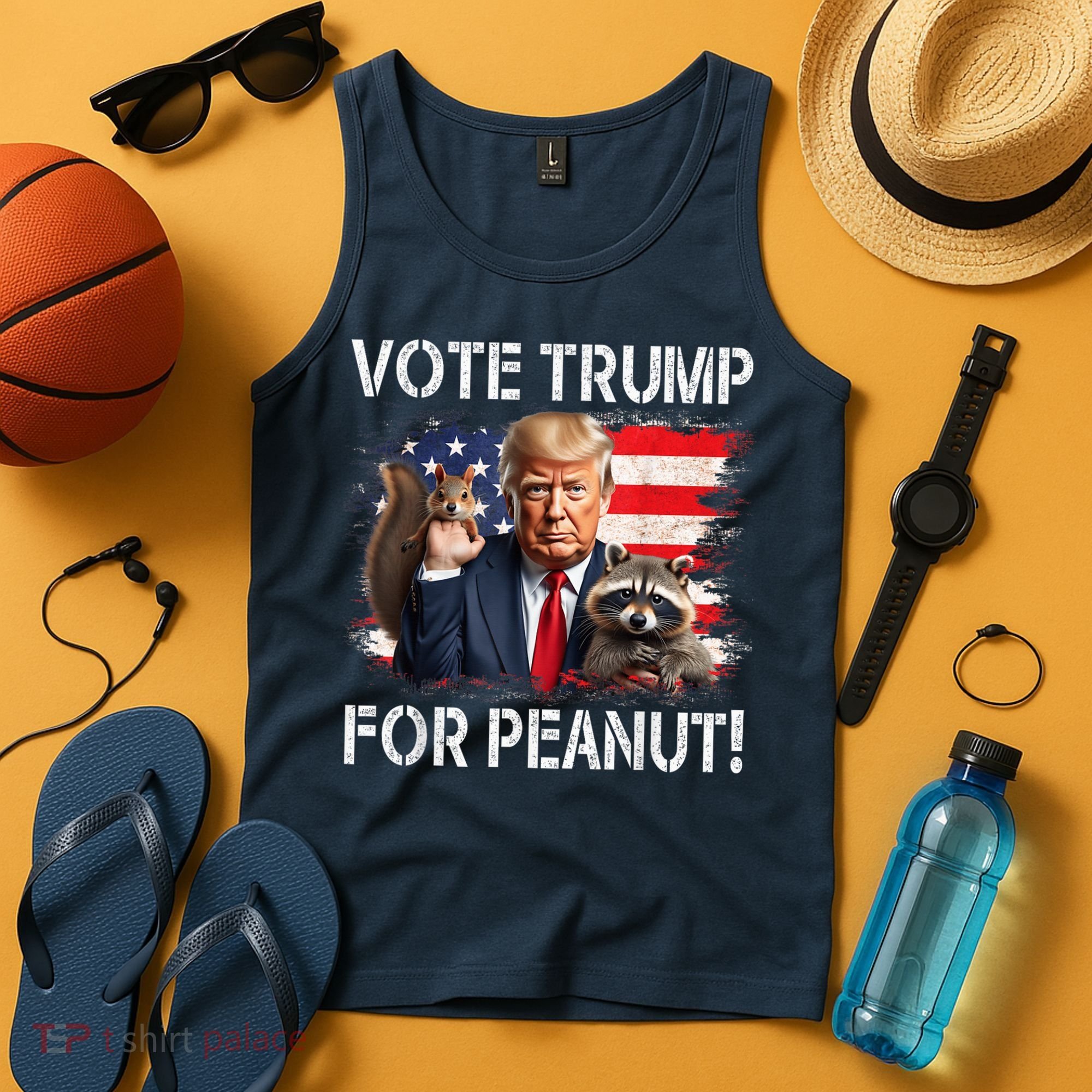 Vote Trump For Peanut The Squirrel Usa Grunged Flag Tank Top