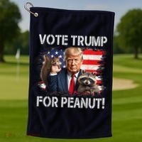 Vote Trump For Peanut The Squirrel Usa Grunged Flag Golf Towel thumb 1