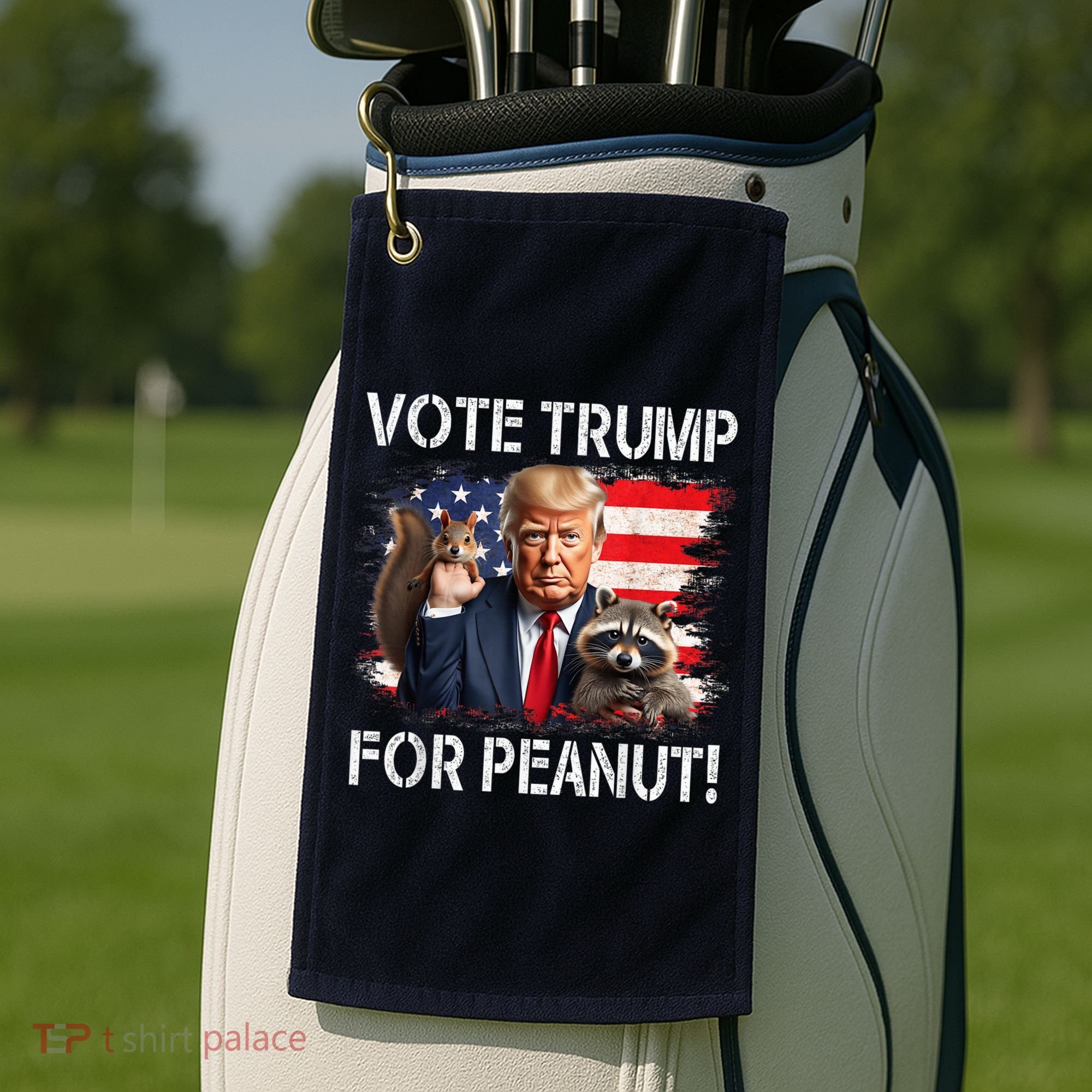 Vote Trump For Peanut The Squirrel Usa Grunged Flag Golf Towel