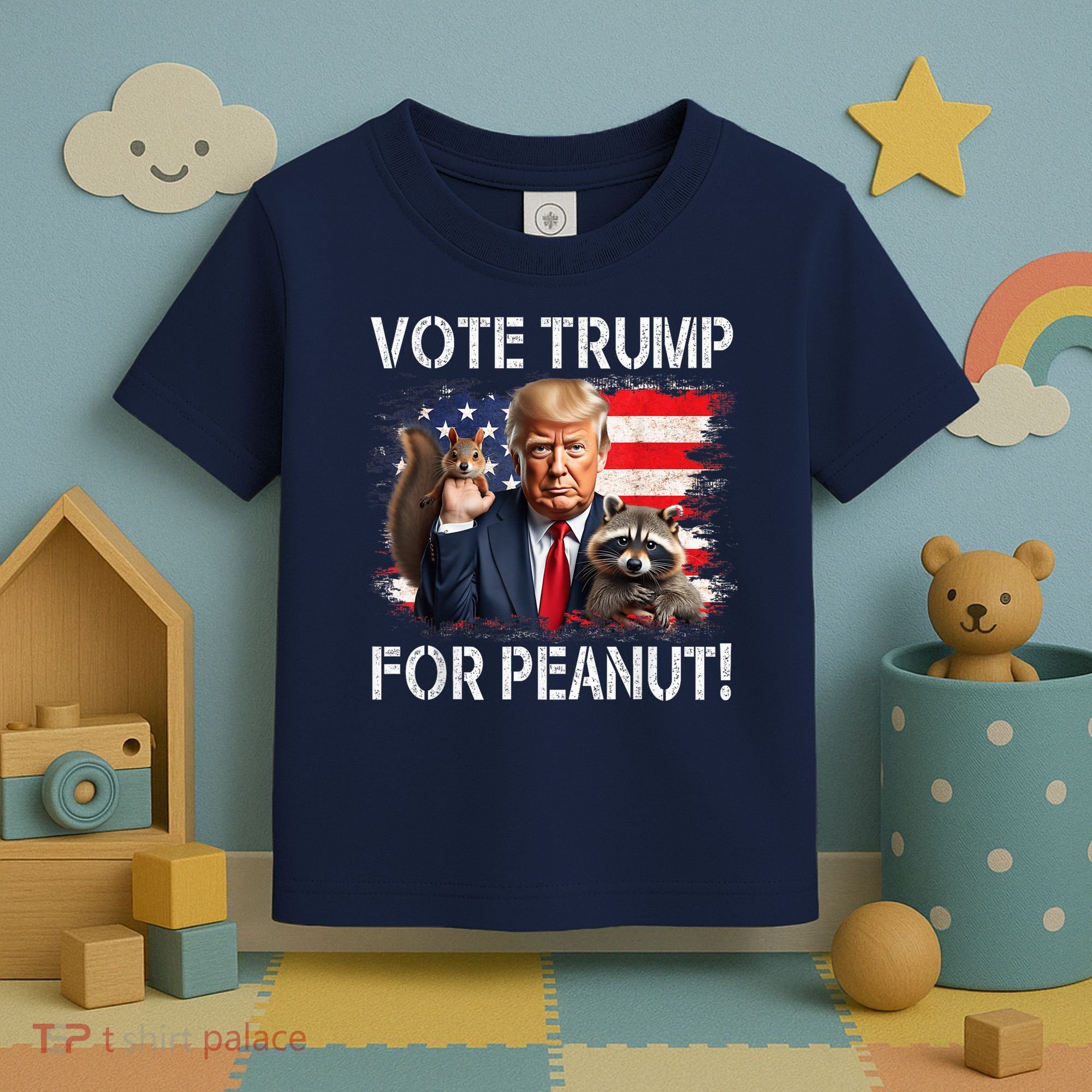 Vote Trump For Peanut The Squirrel Usa Grunged Flag Toddler T-Shirt