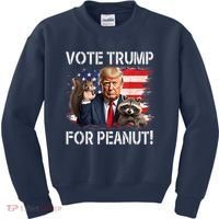 Vote Trump For Peanut The Squirrel Usa Grunged Flag Kids Sweatshirt thumb 0