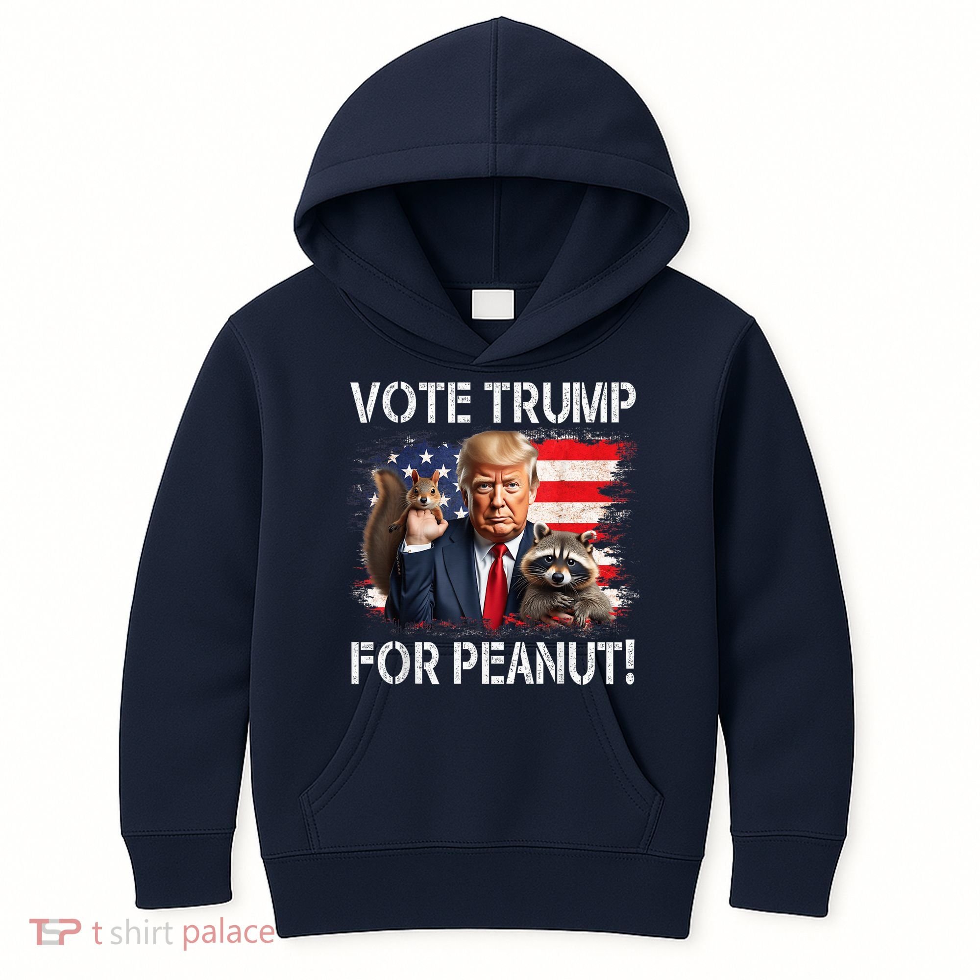 Vote Trump For Peanut The Squirrel Usa Grunged Flag Kids Hoodie