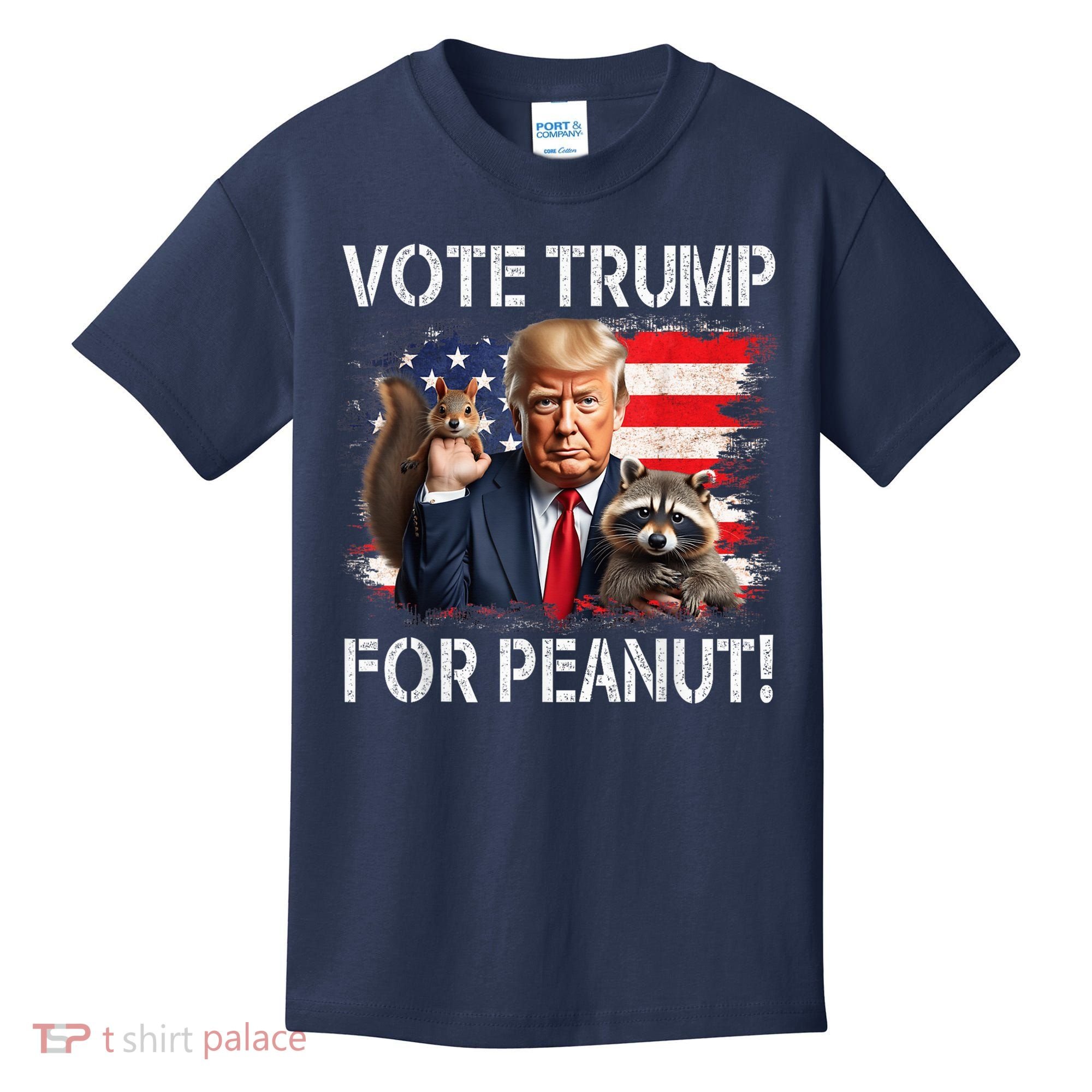 Vote Trump For Peanut The Squirrel Usa Grunged Flag Kids T-Shirt