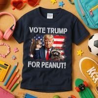 Vote Trump For Peanut The Squirrel Usa Grunged Flag Kids T-Shirt thumb 3