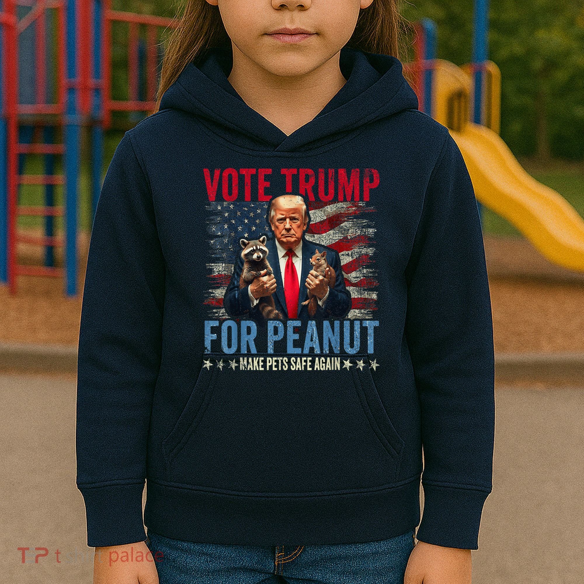 Vote Trump For Peanut The Squirrel Make Pets Safe Again Us President Kids Hoodie