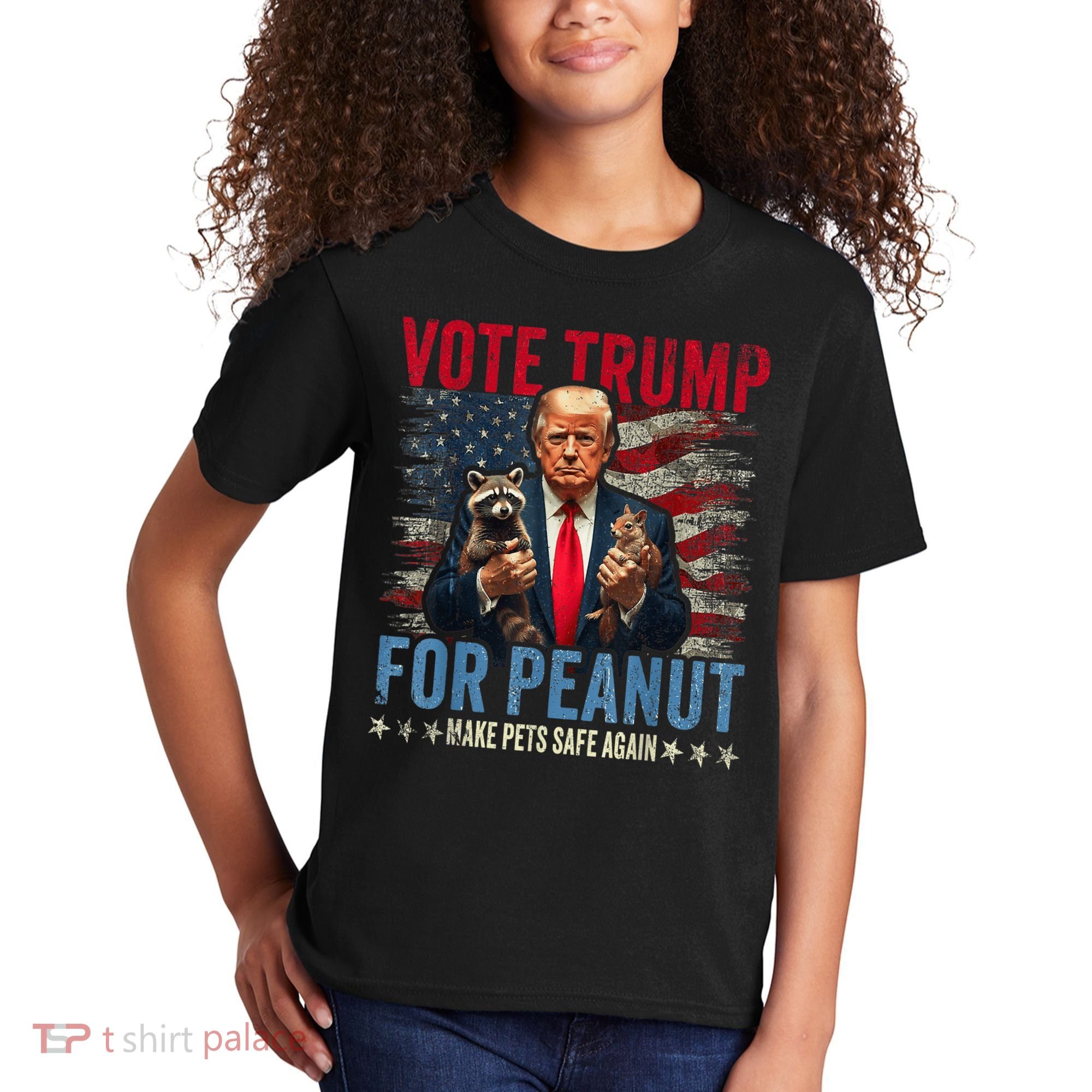 Vote Trump For Peanut The Squirrel Make Pets Safe Again Us President Kids T-Shirt