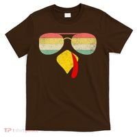 Vintage Turkey Face Thanksgiving With Sunglasses Boys Girls T-Shirt thumb 0