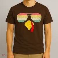 Vintage Turkey Face Thanksgiving With Sunglasses Boys Girls T-Shirt thumb 3