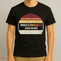 Vintage TodayS Forecast Jesus Reigns Funny Christian Pun T-Shirt thumb 3