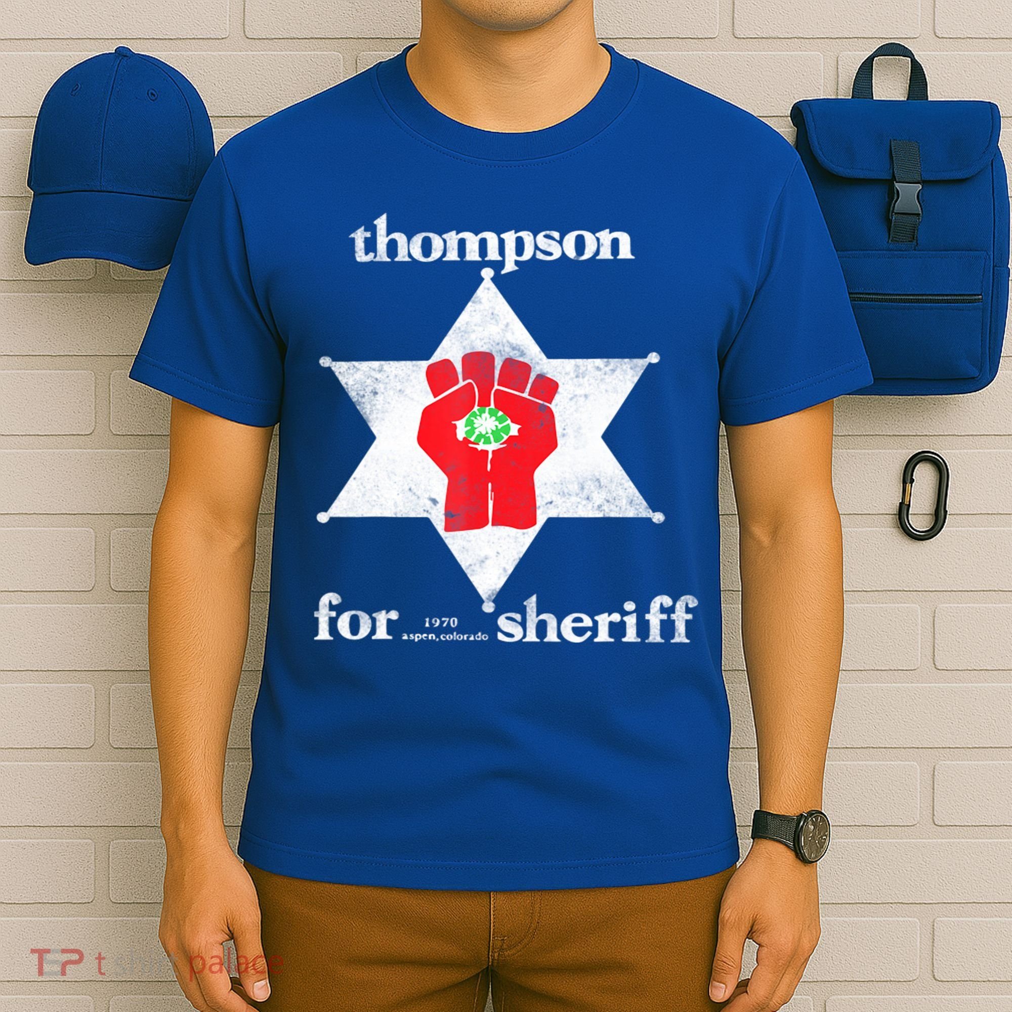 Vintage Thompsons For Sheriff Retro 1970 Distressed Tee T-Shirt