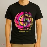 Volleyball Teen Girl Christian Christ Tie Dye T-Shirt thumb 3