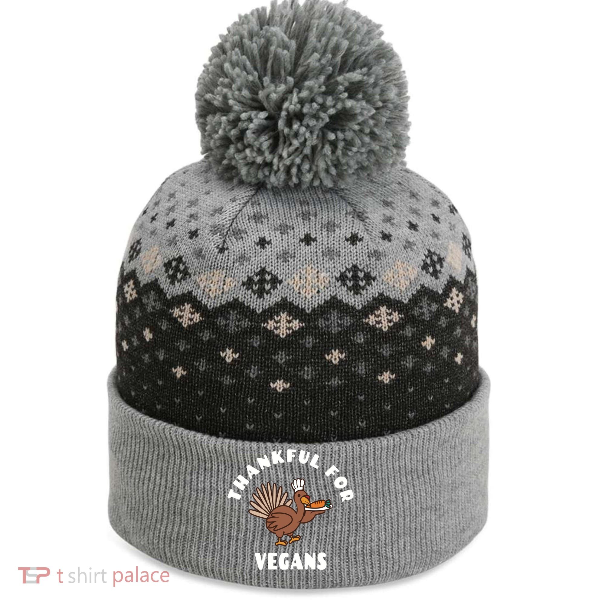 Vegan Thanksgiving Great Gift Turkey Chef Thankful For Vegans Gift The Baniff Cuffed Pom Beanie