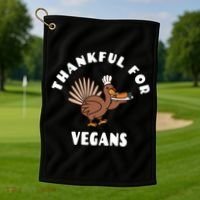 Vegan Thanksgiving Great Gift Turkey Chef Thankful For Vegans Gift Golf Towel thumb 1