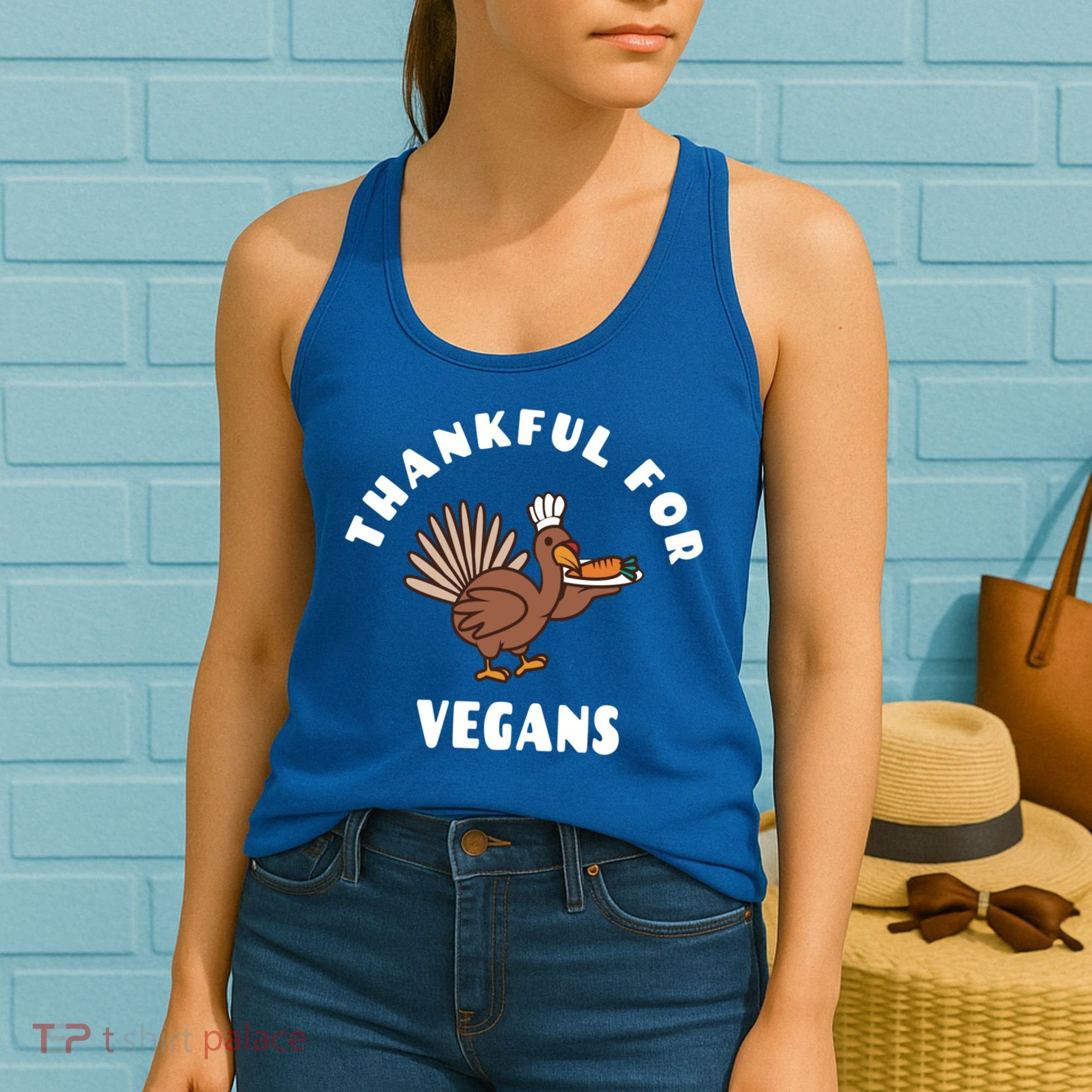 Vegan Thanksgiving Great Gift Turkey Chef Thankful For Vegans Gift Women's Tank Top