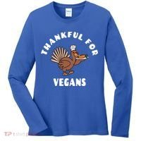 Vegan Thanksgiving Great Gift Turkey Chef Thankful For Vegans Gift Women's Long Sleeve Shirt thumb 0