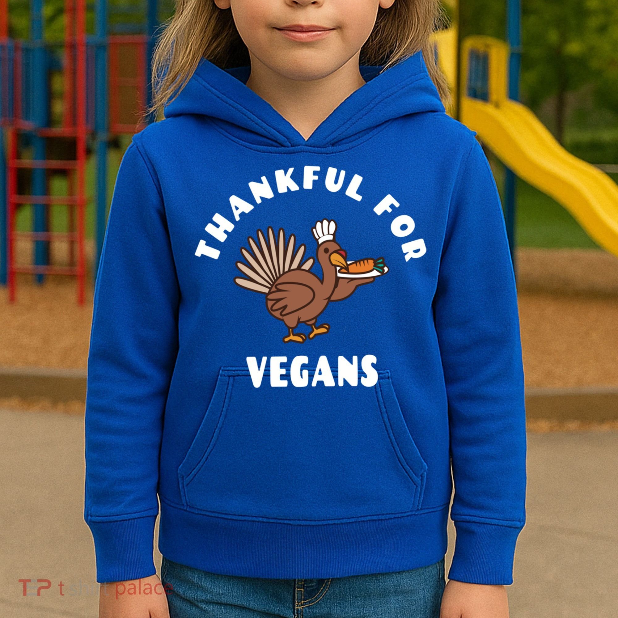 Vegan Thanksgiving Great Gift Turkey Chef Thankful For Vegans Gift Kids Hoodie