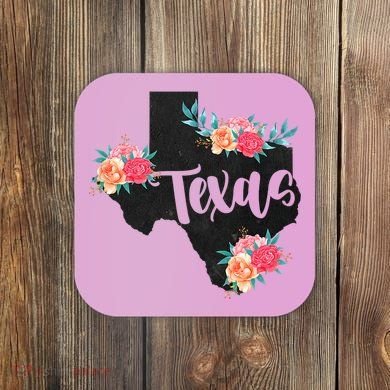 Vintage Texas Home State Map Pride Flowers Retro Rodeo Coaster