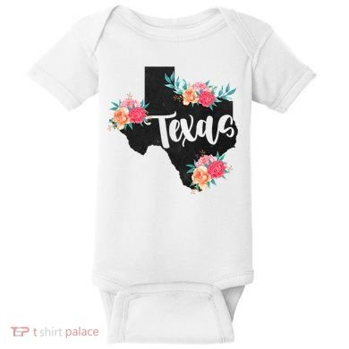 Vintage Texas Home State Map Pride Flowers Retro Rodeo Baby Bodysuit
