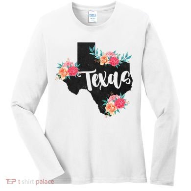 Vintage Texas Home State Map Pride Flowers Retro Rodeo Women's Long Sleeve Shirt