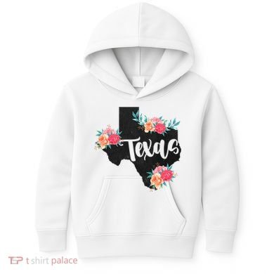 Vintage Texas Home State Map Pride Flowers Retro Rodeo Kids Hoodie