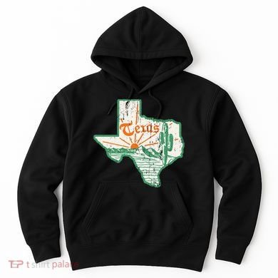 Vintage Texas Home State Map Pride Cactus Texan Retro Rodeo Hoodie