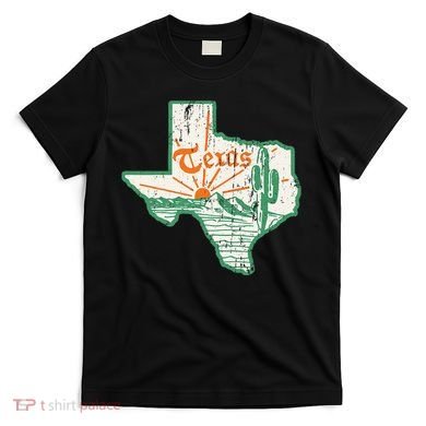 Vintage Texas Home State Map Pride Cactus Texan Retro Rodeo T-Shirt