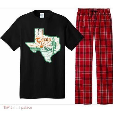 Vintage Texas Home State Map Pride Cactus Texan Retro Rodeo Pajama Set