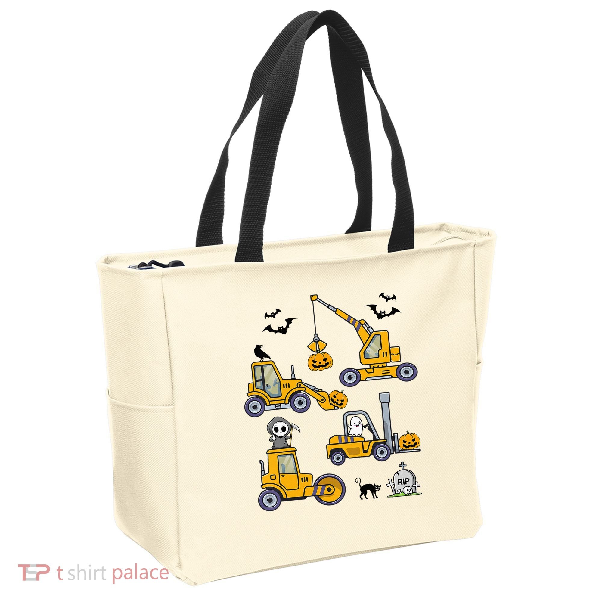 Vehicles Truck Halloween Construction Pumpkin Tote Bag