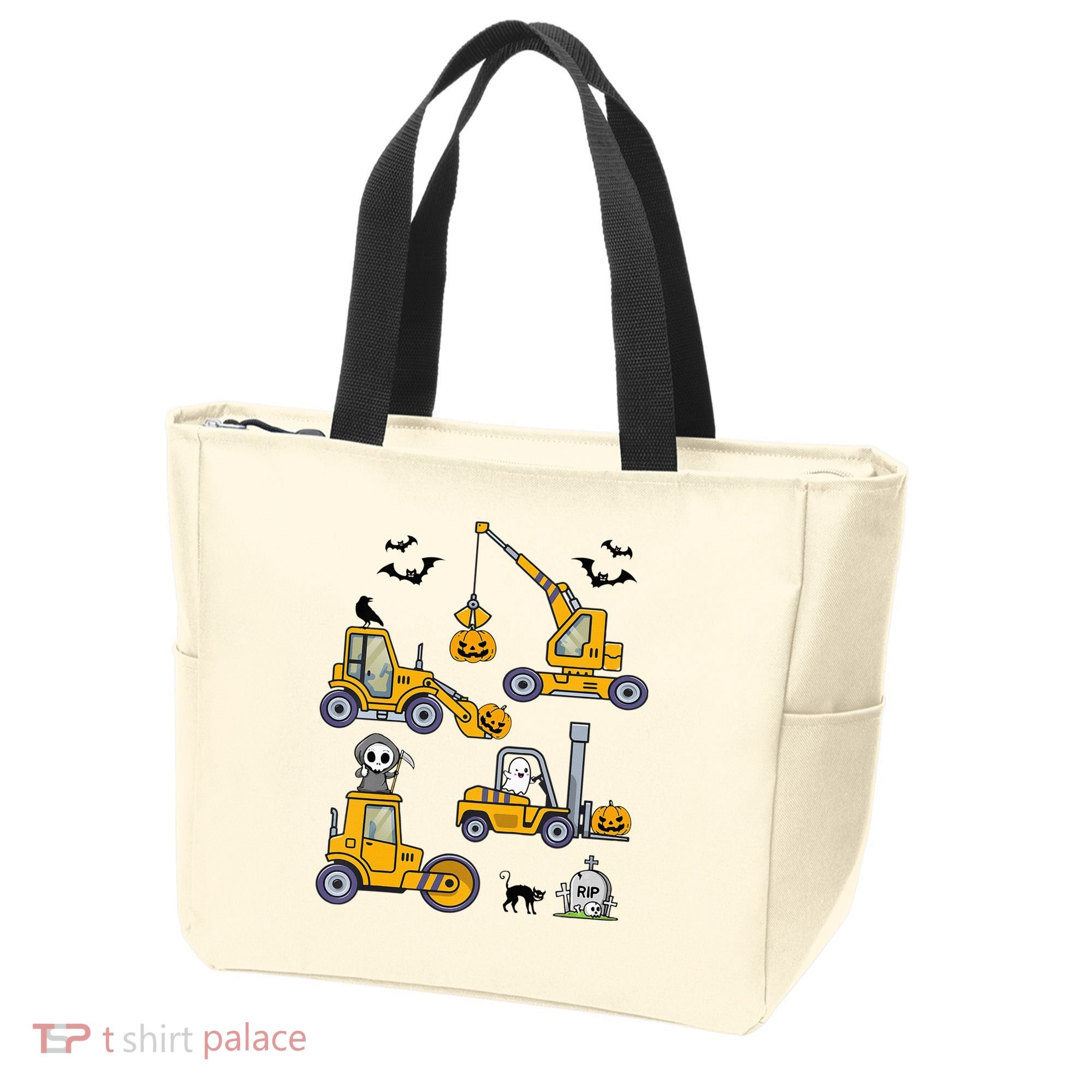 Vehicles Truck Halloween Construction Pumpkin Tote Bag