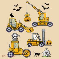 Vehicles Truck Halloween Construction Pumpkin Tote Bag thumb 4