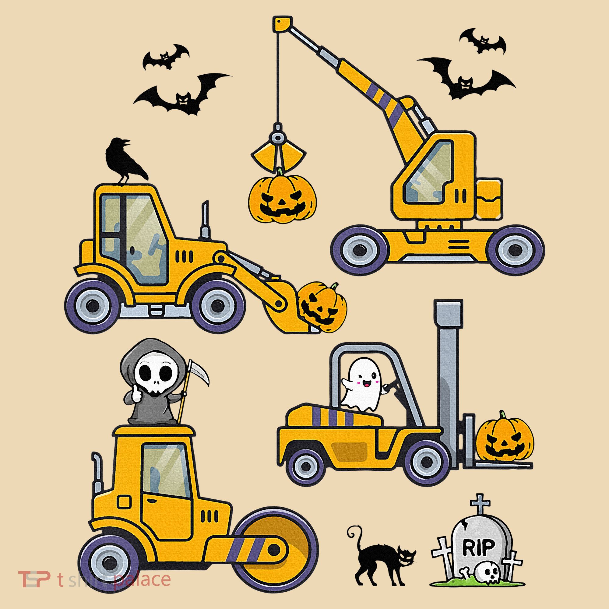 Vehicles Truck Halloween Construction Pumpkin Tote Bag