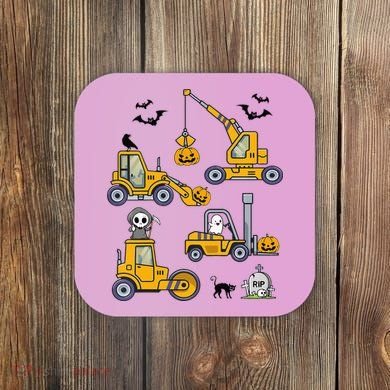 Vehicles Truck Halloween Construction Pumpkin Coaster