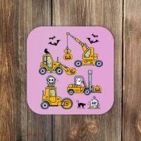 Vehicles Truck Halloween Construction Pumpkin Coaster thumb 0