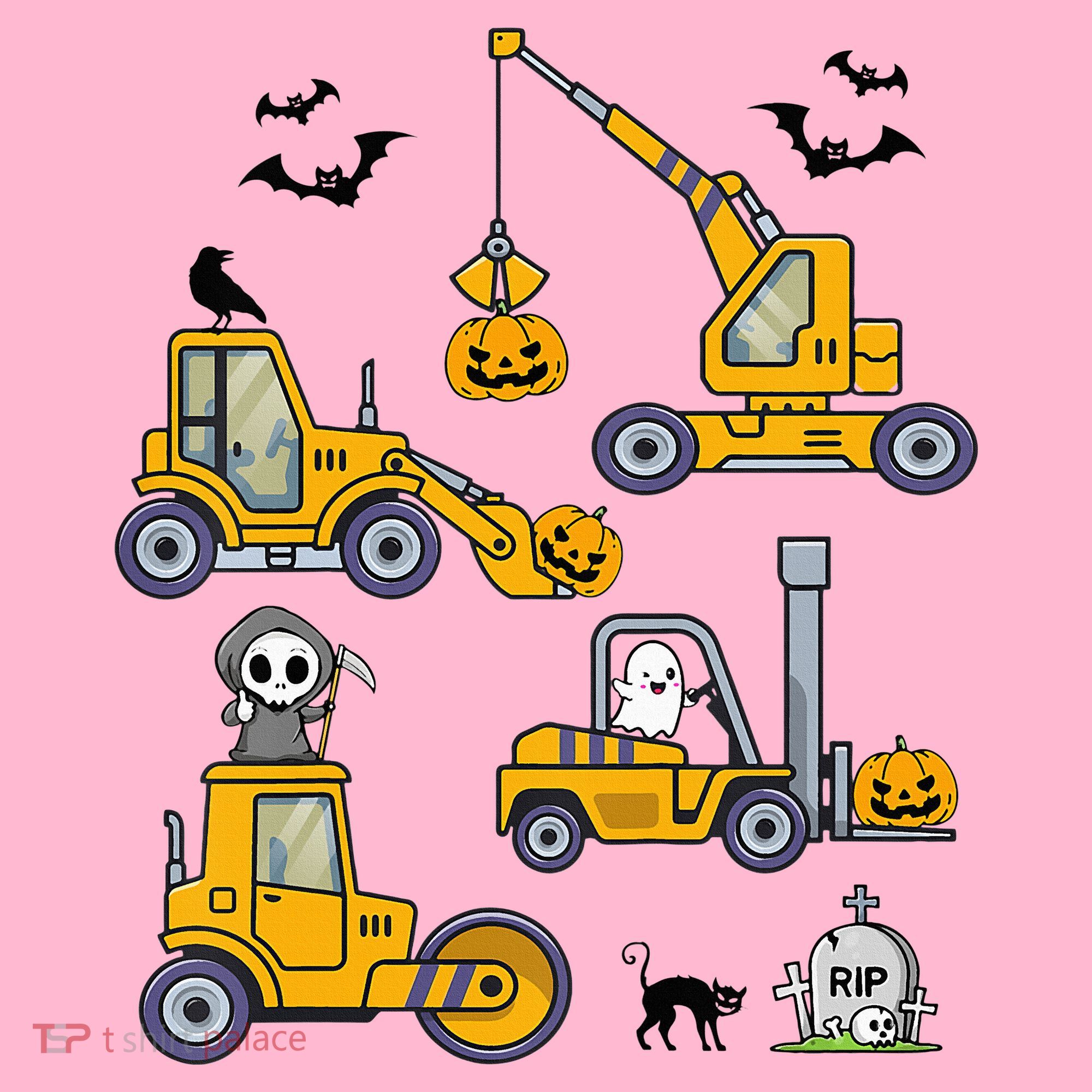 Vehicles Truck Halloween Construction Pumpkin Coaster