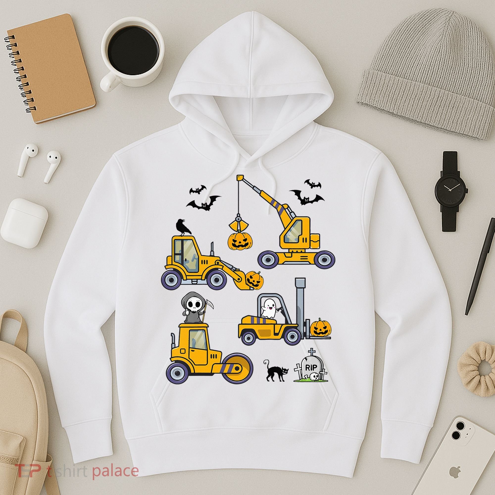 Vehicles Truck Halloween Construction Pumpkin Hoodie