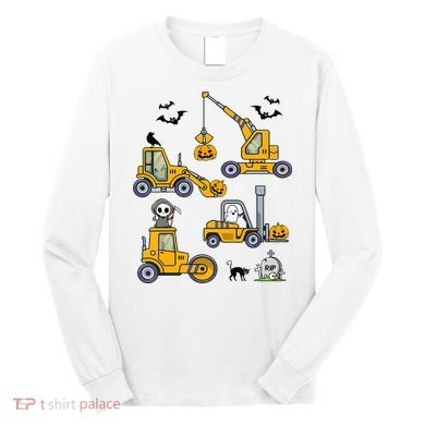 Vehicles Truck Halloween Construction Pumpkin Long Sleeve Shirt