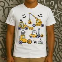 Vehicles Truck Halloween Construction Pumpkin T-Shirt thumb 3
